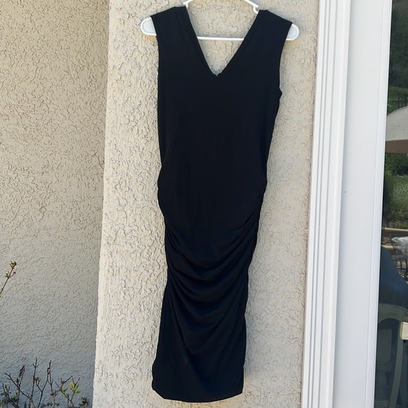 James Perse Standard Black Tank Ruched Dress Women's Size 1 - Picture 3 of 6